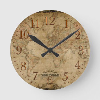 Old World Map Antique History Designer Clock Runde Wanduhr