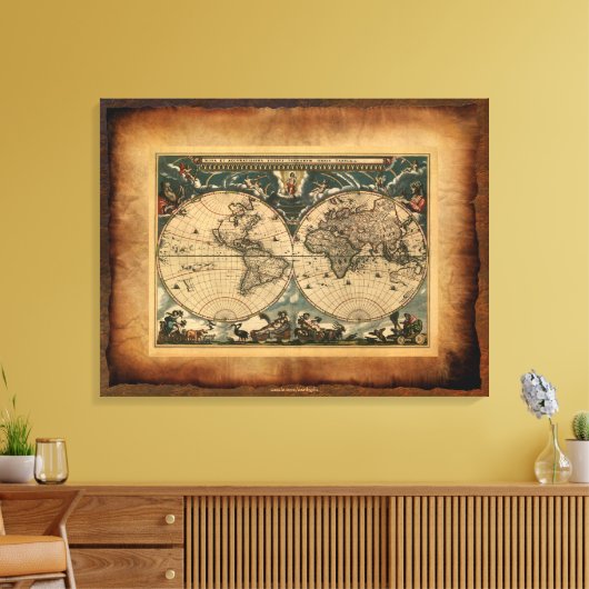 Old World Map Art Poster Leinwanddruck (Insitu (Wohnzimmer))