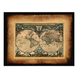Old World Map Art Print Fotodruck