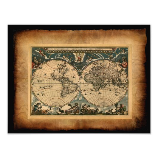 Old World Map Art Print Fotodruck (Vorne)