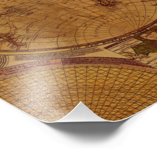 Old World Map Art Print Fotodruck (Ecke)