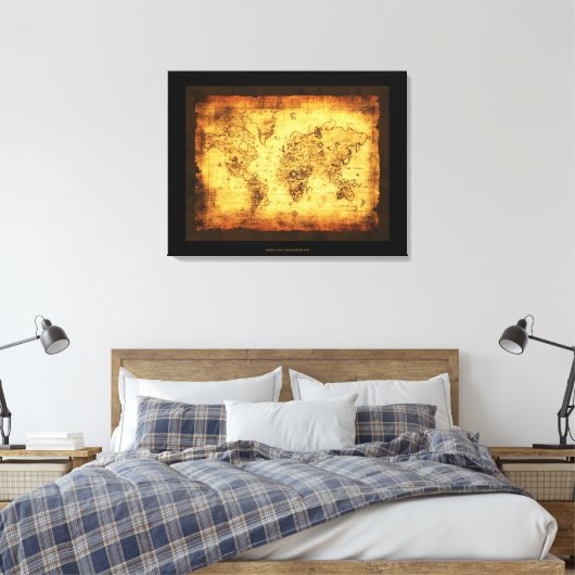 Old World Map Art Print Leinwanddruck (Insitu (Schlafzimmer))