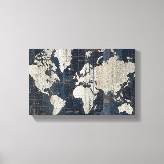 Old World Map Blue Leinwanddruck (Vorderseite)