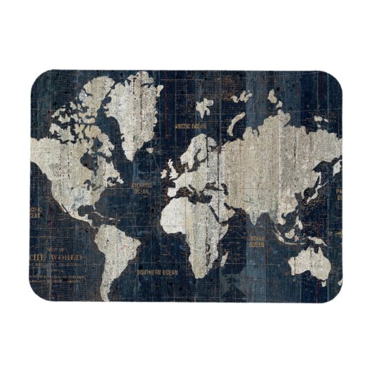 Old World Map Blue Magnet (Horizontal)