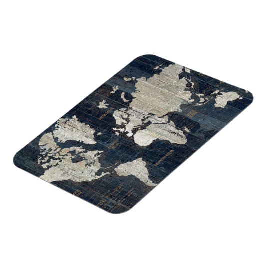 Old World Map Blue Magnet (Linke Seite)