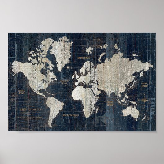 Old World Map Blue Poster (Vorne)