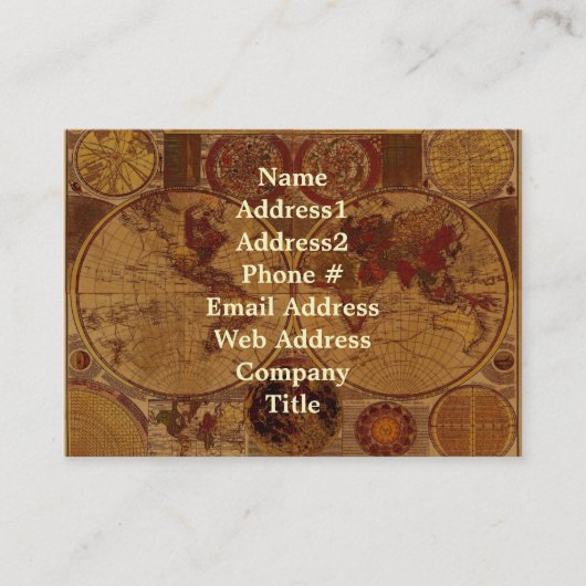 Old World Map Business Card Visitenkarte (Vorderseite)