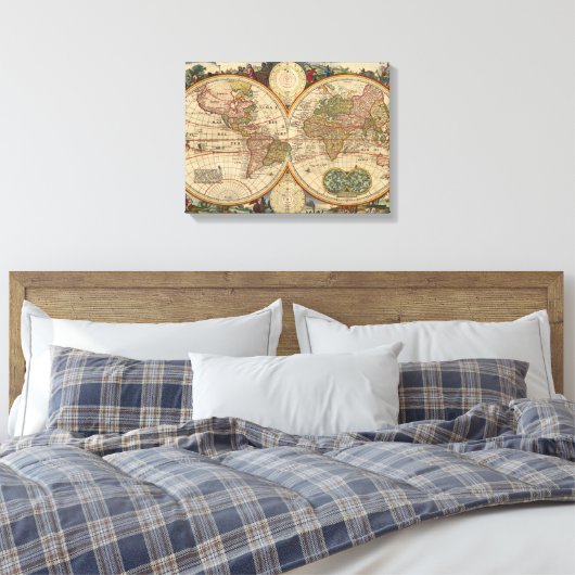 Old World Map By Nicolaas Visscher Leinwanddruck (Insitu (Schlafzimmer))