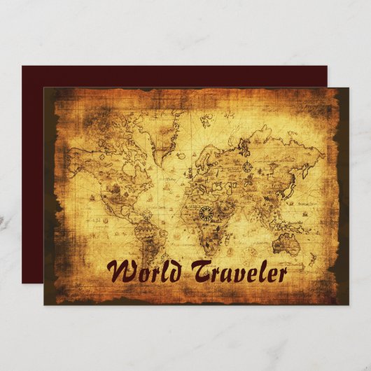 Old World Map Einladungskarten (Vorne/Hinten)