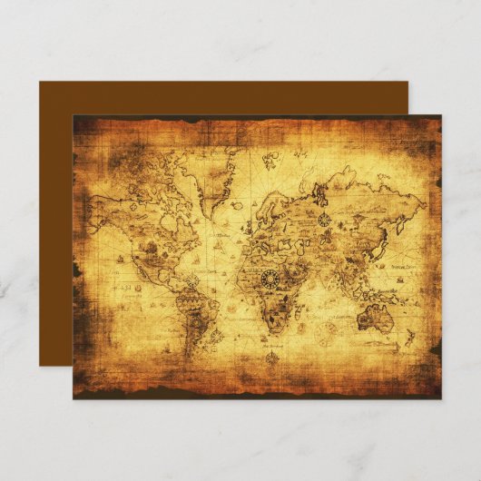 Old World Map Einladungskarten (Vorne/Hinten)