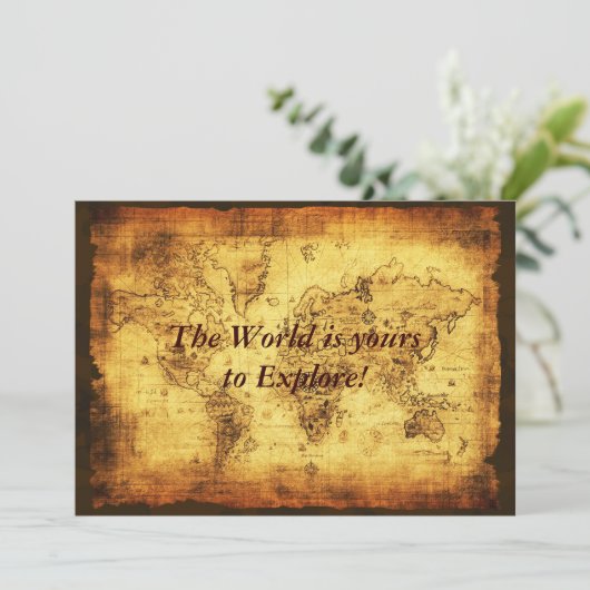 Old World Map Einladungskarten (Stehend Vorderseite)