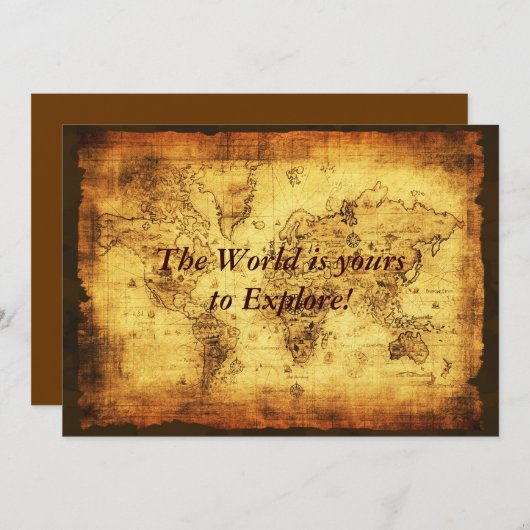 Old World Map Einladungskarten (Vorne/Hinten)