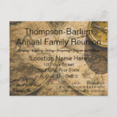 Old World Map Family Wiedersehen Einladung Postkar Postkarte (Vorderseite)