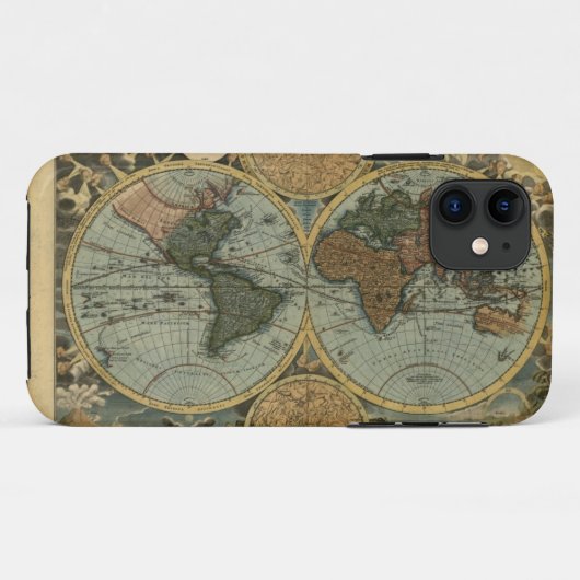 Old World Map iPhone Case (Rückseite (Horizontal))