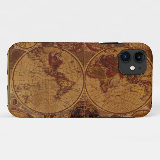Old World Map iPhone Case (Rückseite (Horizontal))