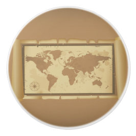 Old World Map Keramik Knob Keramikknauf