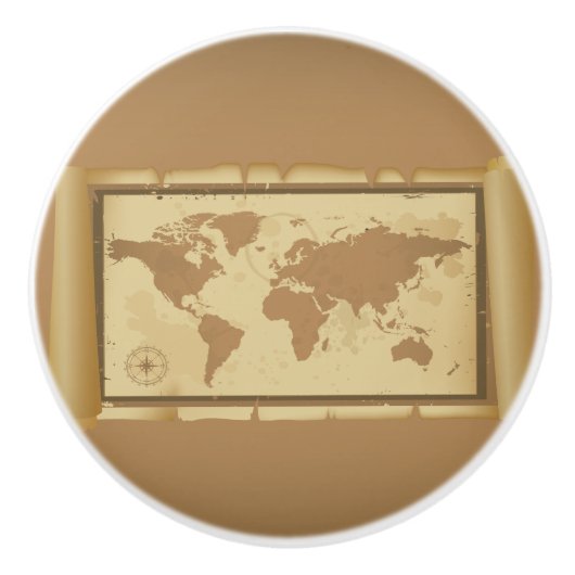 Old World Map Keramik Knob Keramikknauf (Vorderseite)