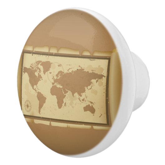 Old World Map Keramik Knob Keramikknauf (Rechts)