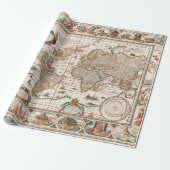 Old World Map Muster Wrapping Paper Geschenkpapier (Ungerollt)