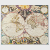 Old World Map Muster Wrapping Paper Geschenkpapier (Flach)