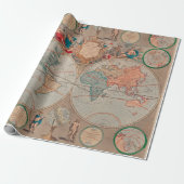Old World Map Muster Wrapping Paper Geschenkpapier (Ungerollt)