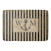 Old World Map Nautic Anchor Monogram Badematte (Vorderseite)