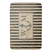Old World Map Nautic Anchor Monogram Badematte (Vorderseite Vertikal)