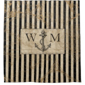 Old World Map Nautic Anchor Monogram Duschvorhang (Vorderseite)