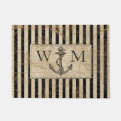 Old World Map Nautic Anchor Monogram Fußmatte (Vorderseite)