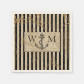 Old World Map Nautic Anchor Monogram Serviette (Vorderseite)