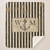 Old World Map Nautic Anchor Monogram Sherpadecke (Vorderseite)