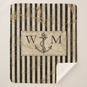 Old World Map Nautic Anchor Monogram Sherpadecke