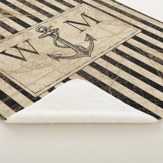 Old World Map Nautic Anchor Monogram Sherpadecke (3/4)