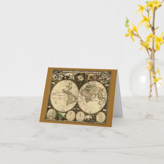 Old World Map Note Card Karte (Gelbe Blume)