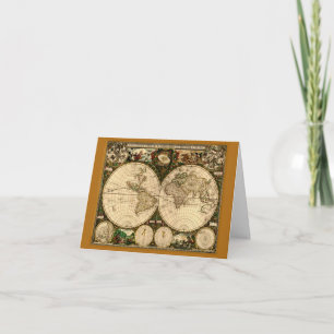 Old World Map Note Card Karte
