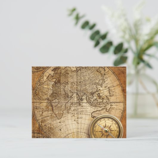 Old World Map Postcard Postkarte (Stehend Vorderseite)