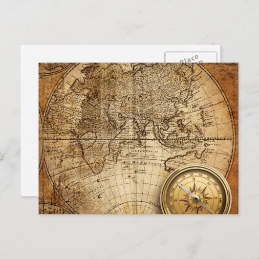 Old World Map Postcard Postkarte (Vorne/Hinten)