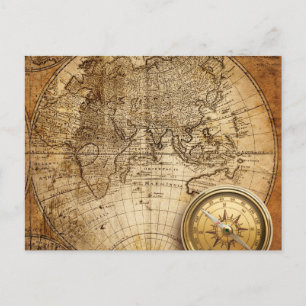 Old World Map Postcard Postkarte