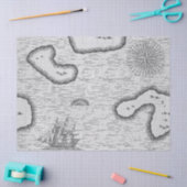 Old World Map Segelkarte auf Grau-Decoupage Seidenpapier (Basteln)