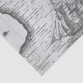 Old World Map Segelkarte auf Grau-Decoupage Seidenpapier (Detail)