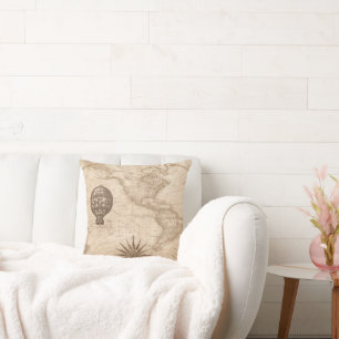 Old World Map Throw Kissen