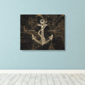Old World Nautical Anchor Name Black hinzufügen Leinwanddruck (Insitu (Holzboden))