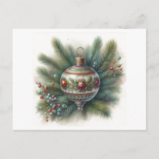Old World Nostalgia with Pine Christmas Ornament Postkarte