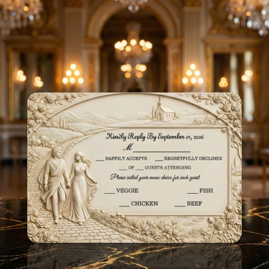 Old World Romantic Architectural Arch RSVP Karte