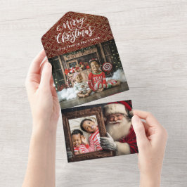 Old World Santa Holding Portrait | Luxe Two Photo All In One Einladung