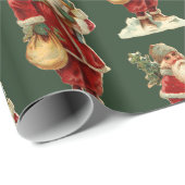 Old World Santa Vintage Weihnachtsfeiertage Wrappi Geschenkpapier (Rolleneckpunkt)
