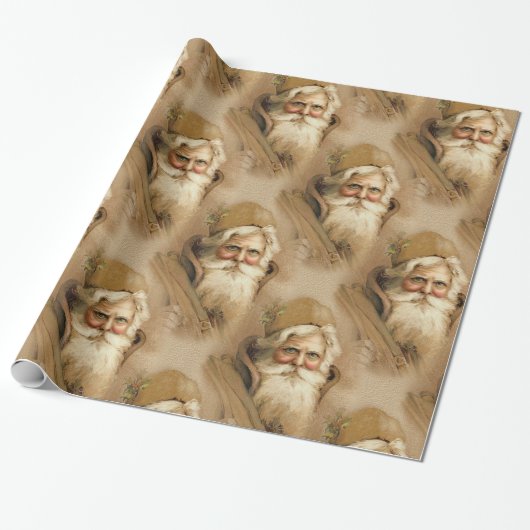 Old World viktorianischer Weihnachtsmann Geschenkpapier (Ungerollt)