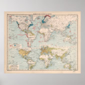 Old World Whaling Map (1907) Poster (Vorne)