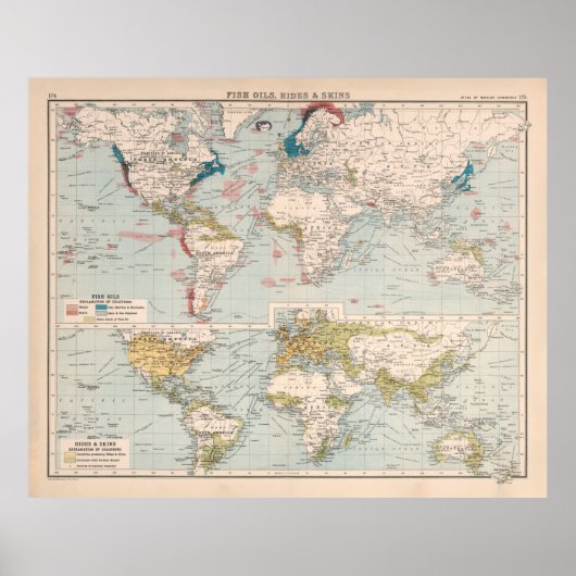 Old World Whaling Map (1907) Poster (Vorne)