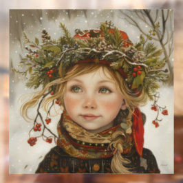 Old World Winter Child Fensteraufkleber